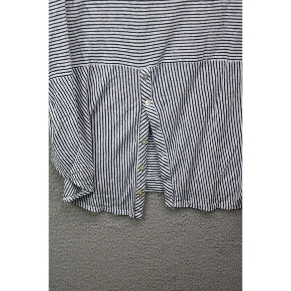 Adrienne Vittadini 3/4 Roll-Tabbed Sleeve Tunic-100% Linen-Size 1X-Back Buttons - Picture 8 of 9